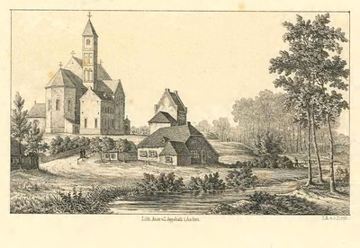 A51 Gezicht op de kerk van St. Odiliënberg vanuit het Oosten, c.1850