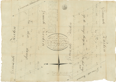 C105 Kaart van het te verkopen Roermondse gedeelte in de Mijnweg. – Akte notaris J. Cornelis, 1822, nr. 203, 18-10-1822