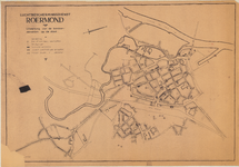 D103 Plattegrond van de gemeente Roermond met aantekening van de bominslagen van de bombardementen in de drie laatste ...