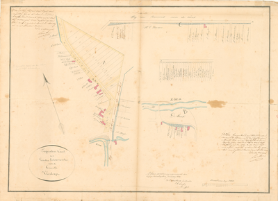 D161 Kaart voor de verkoop van gemeenteeigendommen te Vlodrop – Akte notaris F.W. Milliard, 1841 nr. 131 en 141, 25-01-1840