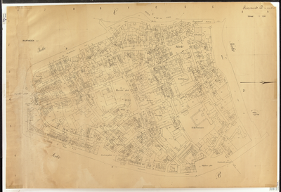 D165 Kadastrale kaart van Roermond –Binnenstad. Sectie D, met aanduiding der perceelsnrs. – Schaal 1:1250; met ...