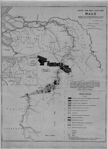 D168 Kaart van de loop van de Maas, bevattende uitvoerige aantekeningen en voorstellingen betr. economie langs de Maas, 1910