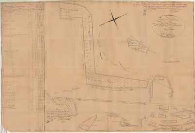 D182 Kaart voor de verkoop van 66 perceelen gemeentegrond te Horn, groot 39 hectaren – Akte notaris F.W. Milliard 1838 ...