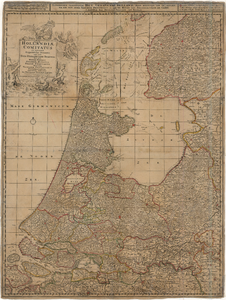 D192 Landkaart van het graafschap Holland en omliggende provincien – Met diverse schalen –, c.1730