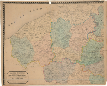 D194 Landkaart van het koninkrijk België met de verdeling in districten voor de “Gendarmerie Nationale”. – Met tabel ...