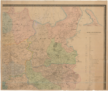 D195 Landkaart van het koninkrijk België met de verdeling in districten voor de “Gendarmerie Nationale”. – Met tabel ...