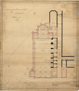 D205 Bouwtekening voorstellende de plattegrond van de kapel – schaal 1:100, 1887