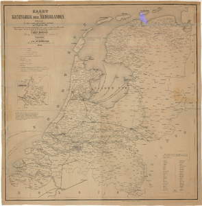 D217 Landkaart van Nederland met aanduiding der postwegen en postkantoren – Op steen gebragt bij A.J. Bogaerts, ...