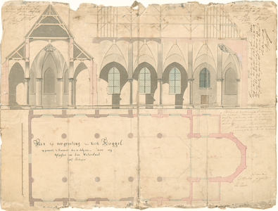 D285 Kaart betreffende de verbouw van de parochiekerk 1844-1846- Parochiearchief Roggel, Afd.IV, nr.146 Inv.nr.28, 1844