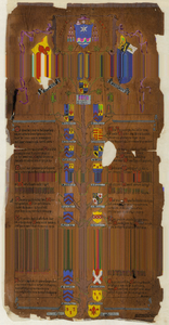 D66 Wapenkaart der huidige (1934) bezitters van de heerlijkheid Hillenraad – Met het gedicht op Asselt, 1934