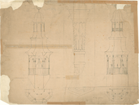 D79 Ontwerpen van een te bouwen toren voor het stadhuis (?), c.1860