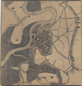 D96 Plattegrond van Roermond en omgeving, Org: c.1550 cop: 20e eeuw
