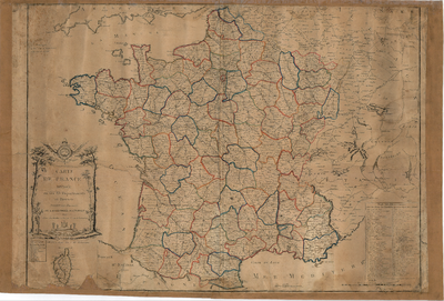 E7 Landkaart van Frankrijk met de nieuwe indeling in departementen en districten – Diverse schalen, 1792