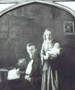 CUY.48 Cuypers, P.J.H. met zijn eerste echtgenote en kind ( schilderij van Frans Cuypers ) omstreeks 1850