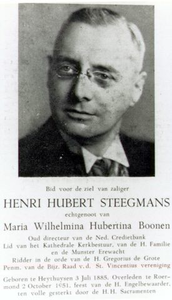 STE.1 Steegmans, Henri Hubert.; oud direkteur Ned. Credietbank en lid van het kathedraal bestuur.