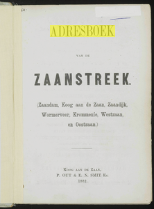  Adresboek van de Zaanstreek : Zaandam, Koog aan de Zaan, Zaandijk, Wormerveer, Krommenie, Westzaan en Oostzaan, pagina 9