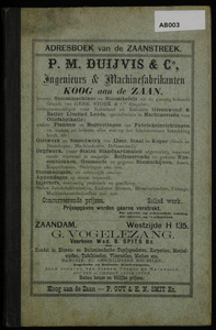  Adresboek van de Zaanstreek : Zaandam, Koog aan de Zaan, Zaandijk, Wormerveer, Krommenie, Westzaan en Oostzaan, pagina 1