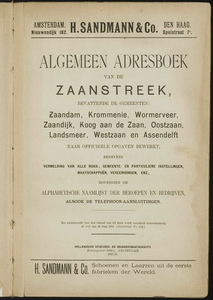  Algemeen adresboek van de Zaanstreek, bevattende de gemeenten : Zaandam, Krommenie, Wormerveer, Zaandijk, Koog aan de ...