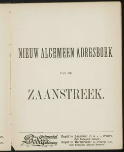  Nieuw algemeen adresboek van de Zaanstreek : Zaandam, Koog aan de Zaan, Zaandijk, Wormerveer, Krommenie en Westzaan, ...