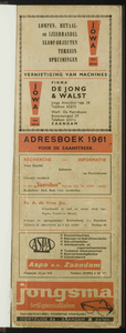  Adresboek voor de Zaanstreek bevattende de gemeenten Zaandam, Koog aan de Zaan, Zaandijk, Wormerveer, Wormer, ...