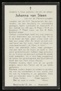 10 Johanna van Steen, datum overlijden: 03-03-1944