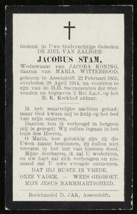 21 Jacobus Stam, datum overlijden: 28-04-1914