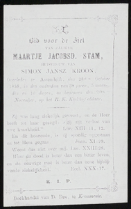 23 Maartje Jacobsd. Stam, datum overlijden: 28-10-1858