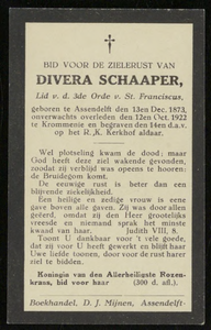 31 Divera Schaaper, datum overlijden: 12-10-1922