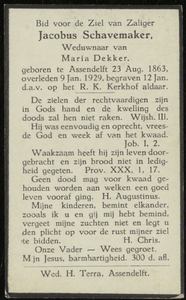 41 Jacobus Schavemaker, datum overlijden: 09-01-1929