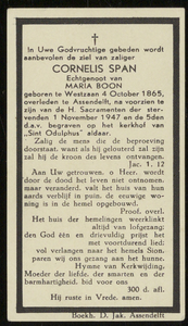 73 Cornelis Span, datum overlijden: 01-11-1947