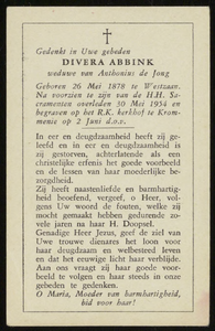 229 Divera Abbink, datum overlijden: 30-05-1954