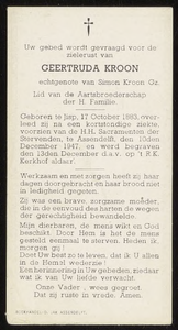 421 Geertruda Kroon, datum overlijden: 10-12-1947