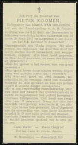 521 Pieter Koomen, datum overlijden: 30-09-1943