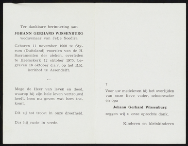 695 Johann Gerhard Wissenburg, datum overlijden: 12-10-1975
