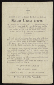 894 Nicolaus Klaasse Vrouwe, datum overlijden: 22-03-1914