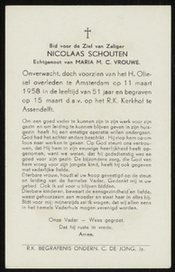 1599 Nicolaas Schouten, datum overlijden: 11-03-1958
