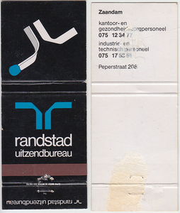 148 Gevouwen lucifer ; logo Randstad, Randstad uitzendbureau