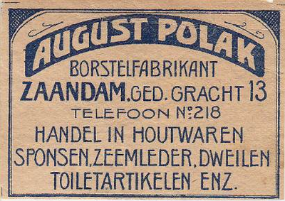 151 Tekst in grijze kleur ; logo August Polak, Borstelfabrikant