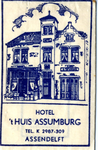 51 Tekening van het hotel in blauwe tint, Hotel 't Huis Assumburg