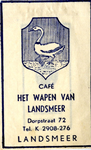 54 Tekening van een wapenschild met daarin een gans in een blauwe tint, Café Het Wapen van Landsmeer