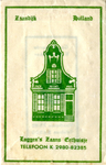 60 Tekening van een Zaans huisje in groene tint, Koggen's Zaans Eethuisje - Zaandijk - Holland