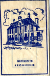 61 Tekening van gemeentehuis in blauwe tint, Gemeente Krommenie