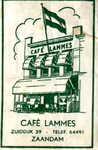65 Tekening van het café met vlag in groene tint, Café Lammes