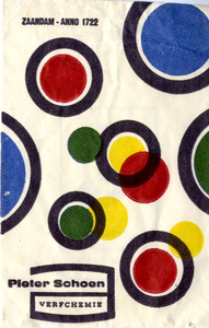 81 Cirkels in rood - groen - geel - blauw, Pieter Schoen Verf chemie Kwaliteitsverf sinds 1722