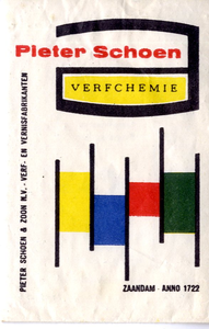 83 Logo in rood - groen - geel - blauw, Pieter Schoen en Zoon N.V. verf en vernisfabrikanten