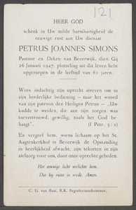 121 Petrus Joannes Simons, datum overlijden: 26-01-1947