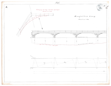 19223-12Z6 Hasselterbrug Zij- en bovenaanzicht van de Hasselterbrug. Verlenging van de brug met vier openingen. ...