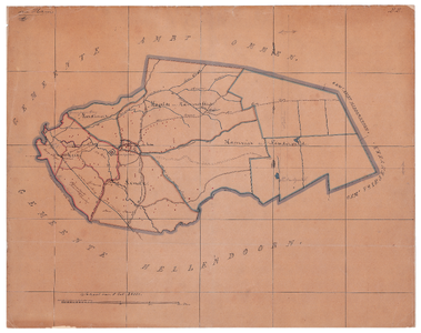 19224-22 Den Ham Kaart van de gemeente Den Ham, begrensd door gemeenten Ambt Ommen, Hardenberg, Vriezenveen en ...