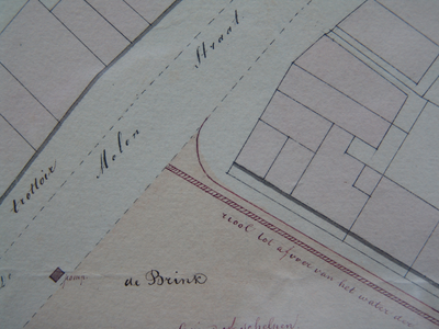 362 TT000100 Paardenmarkt op de Brink.Ingetekend is een lijnbaan van Nijman, waar later de Rhijnvis Feithlaan kwam. ...