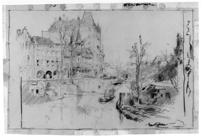 35715 Gezicht op de Oudegracht Weerdzijde te Utrecht uit het zuiden, vanaf de Bakkerbrug, met de Jansbrug en links het ...